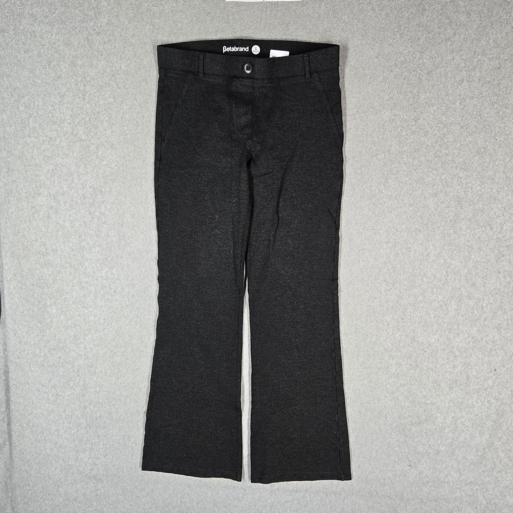 Betabrand Women Pants S Petite Dark Gray Nylon Rayon Dress Bootcut Office Yoga